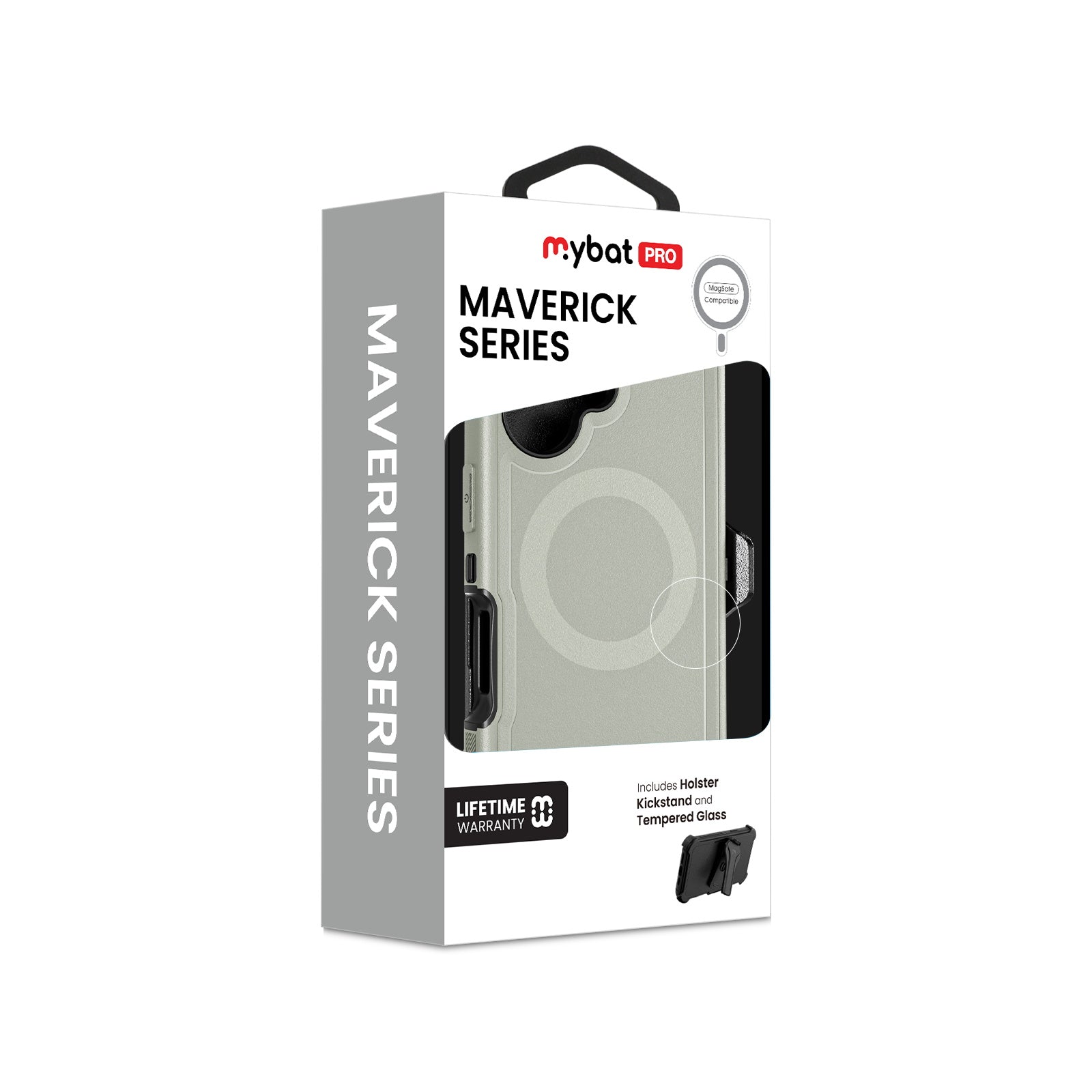 MyBat Pro Maverick Series MagSafe Case w/ Holster and Tempered Glass for Apple iPhone 17 - Grey