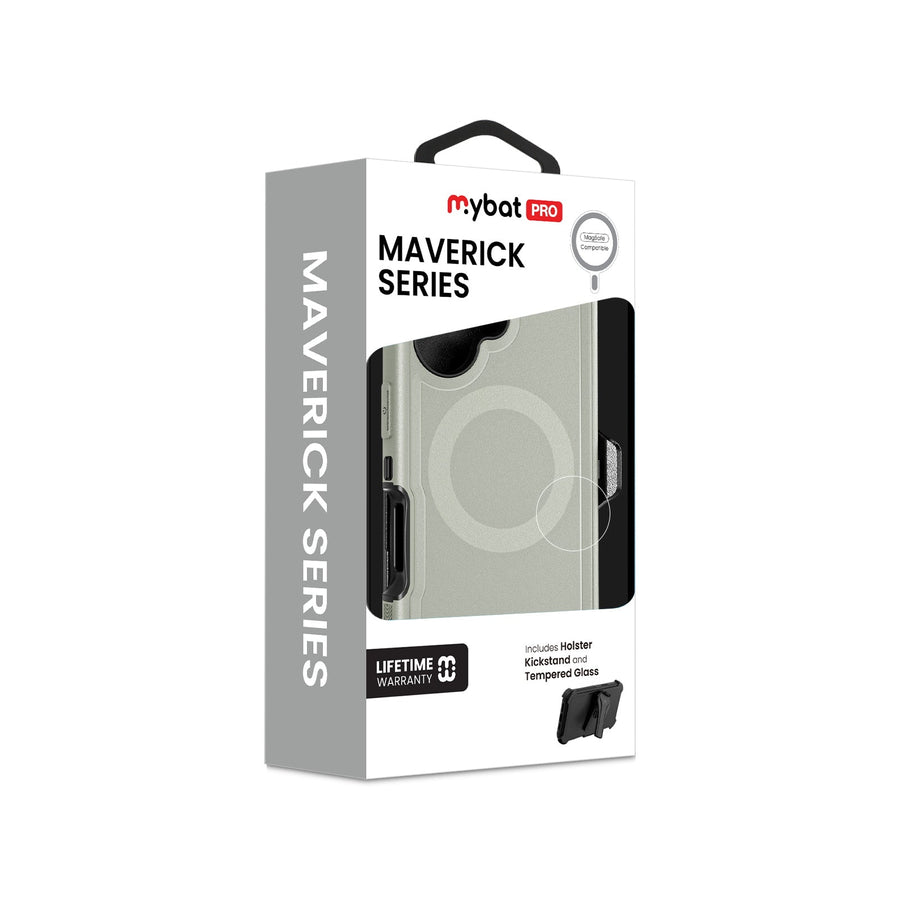 MyBat Pro Maverick Series MagSafe Case w/ Holster and Tempered Glass for Apple iPhone 17 - Grey