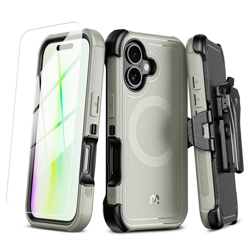 MyBat Pro Maverick Series MagSafe Case w/ Holster and Tempered Glass for Apple iPhone 17 - Grey - RIP17CS3NXMS005-2.jpg