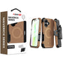 MyBat Pro Maverick Series MagSafe Case w/ Holster and Tempered Glass for Apple iPhone 17 - Brown