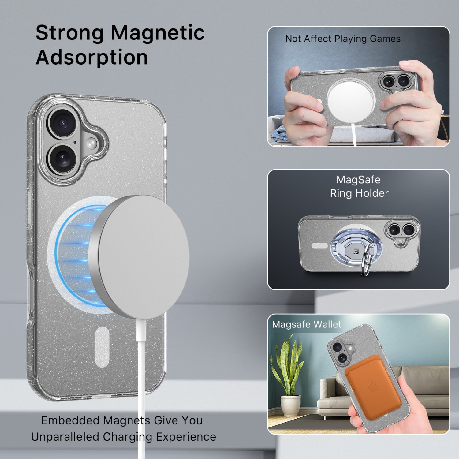 MyBat Pro Savvy Series MagSafe Case for Apple iPhone 17 - Clear Glitter - RIP17CSFSST302-5.jpg