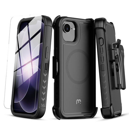MyBat Pro Maverick Series MagSafe Case w/ Holster and Tempered Glass for Apple iPhone 17e / 16e / 14 / 13 - Black - RIP17ECS3NXMS001-1.jpg