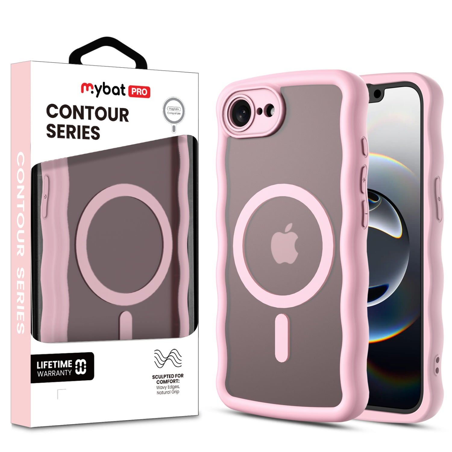 MyBat Pro Contour Series MagSafe Wavy Matte Case for Apple iPhone 17e / 16e - Pink