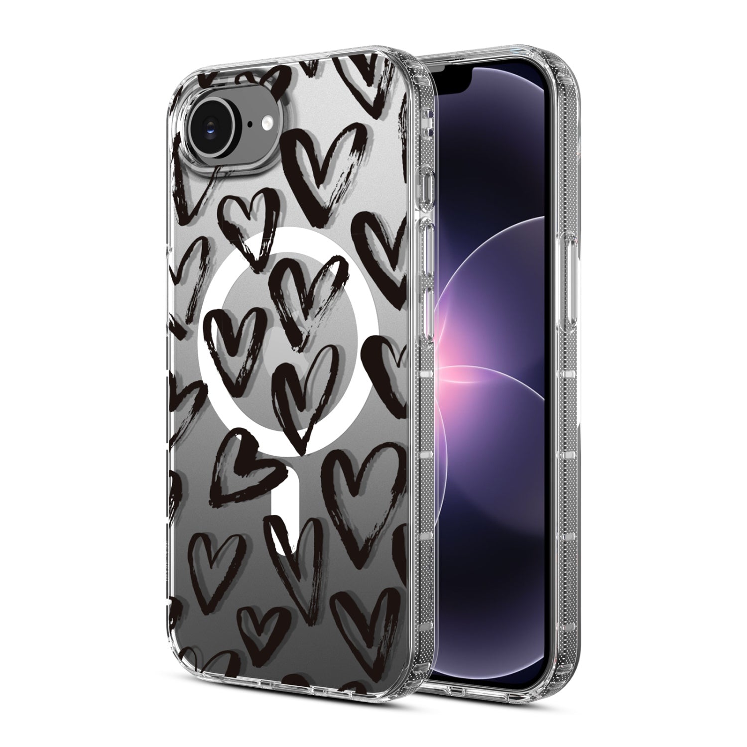 MyBat Pro Mood Series MagSafe Case for Apple iPhone 17e / 16e - Black Hearts