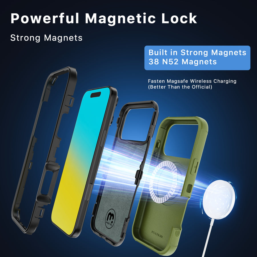 MyBat Pro Maverick Series MagSafe Case w/ Holster and Tempered Glass for Apple iPhone 17 Pro - Army Green - RIP17PCS3NXMS004-3.jpg