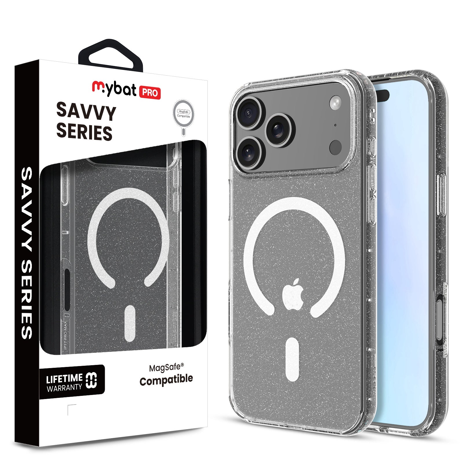 MyBat Pro Savvy Series MagSafe Case for Apple iPhone 17 Pro - Clear Glitter