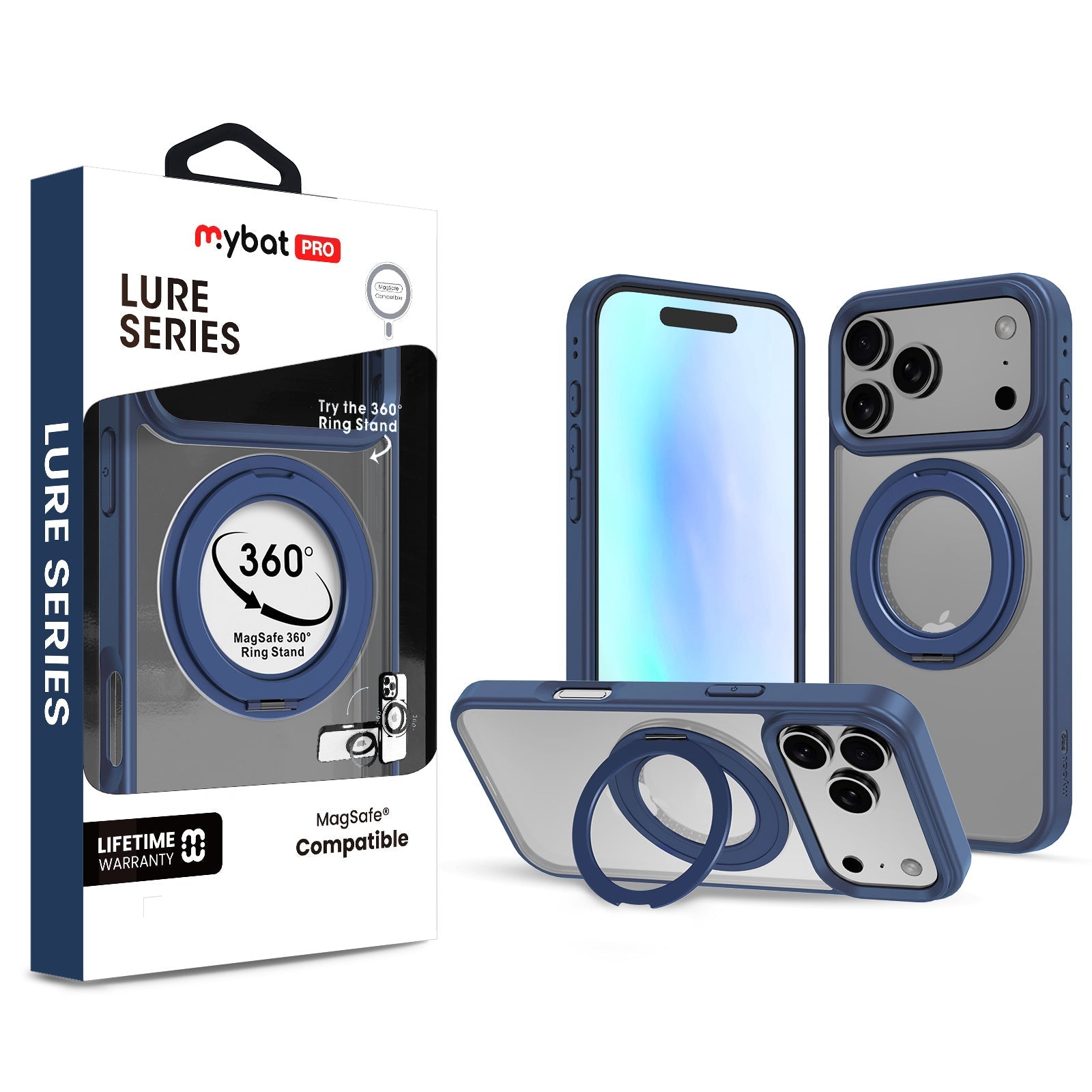 MyBat Pro Lure Series 360° Ring Stand MagSafe Case for Apple iPhone 17 Pro - Blue