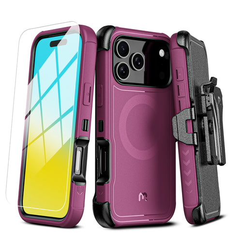 MyBat Pro Maverick Series MagSafe Case w/ Holster and Tempered Glass for Apple iPhone 17 Pro Max - Plum - RIP17PMCS3NXMS003-2.jpg