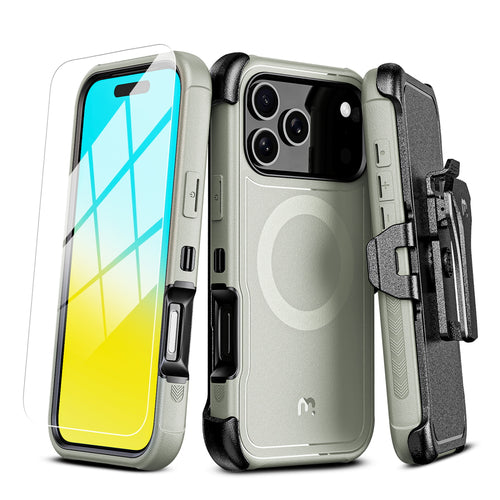 MyBat Pro Maverick Series MagSafe Case w/ Holster and Tempered Glass for Apple iPhone 17 Pro Max - Grey - RIP17PMCS3NXMS005-2.jpg