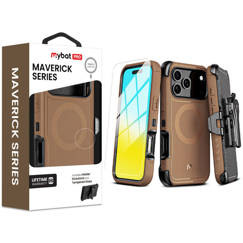 MyBat Pro Maverick Series MagSafe Case w/ Holster and Tempered Glass for Apple iPhone 17 Pro Max - Brown - RIP17PMCS3NXMS006-1.jpg