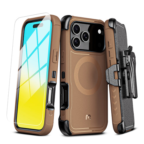 MyBat Pro Maverick Series MagSafe Case w/ Holster and Tempered Glass for Apple iPhone 17 Pro Max - Brown - RIP17PMCS3NXMS006-2.jpg