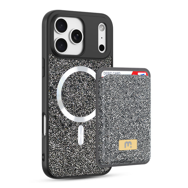 MyBat Pro Bijou Series MagSafe Bundle with Diamond Case + MagStash Wallet for Apple iPhone 17 Pro Max - Graphite Smoke - RIP17PMCSBIJS001-1.JPG