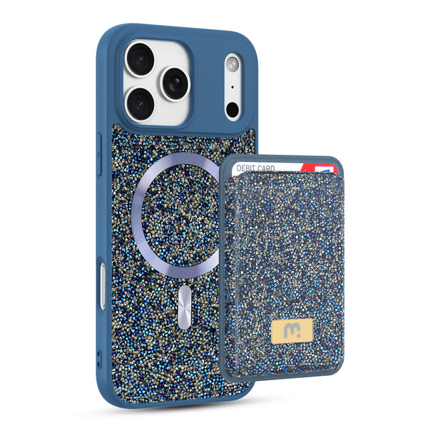 MyBat Pro Bijou Series MagSafe Bundle with Diamond Case + MagStash Wallet for Apple iPhone 17 Pro Max - Sapphire Blue - RIP17PMCSBIJS002-1.JPG