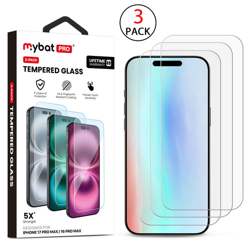 MyBat Pro Tempered Glass Screen Protector (2.5D)(3-pack) for Apple iPhone 17 Pro Max / 16 Pro Max - Clear - RIP17PMSC90TH-1.jpg