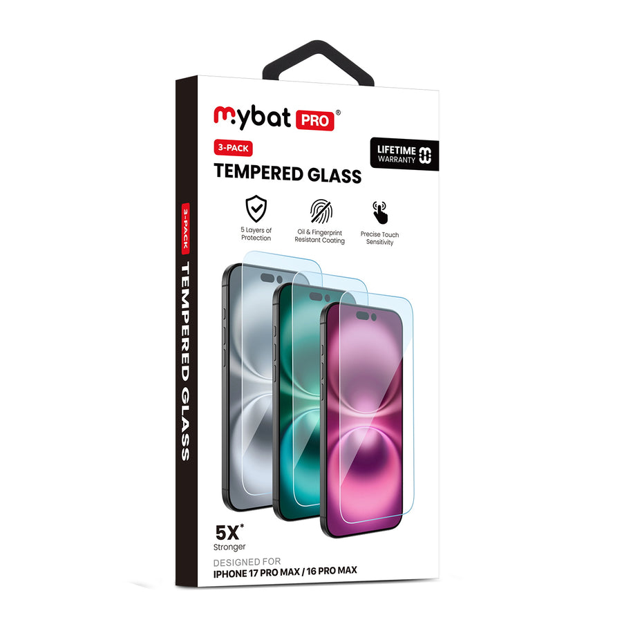 MyBat Pro Tempered Glass Screen Protector (2.5D)(3-pack) for Apple iPhone 17 Pro Max / 16 Pro Max - Clear - RIP17PMSC90TH-8.jpg