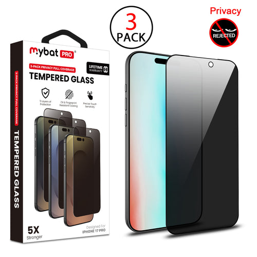 MyBat Pro Privacy Full Coverage Tempered Glass Screen Protector (3-pack) for Apple iPhone 17 Pro - Black - RIP17PSCF112TH-1.jpg