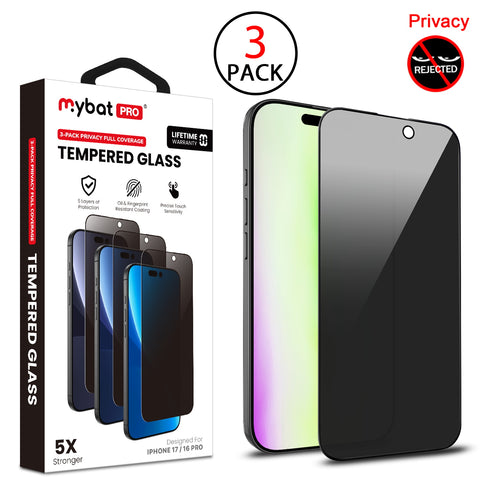 MyBat Pro Privacy Full Coverage Tempered Glass Screen Protector (3-pack) for Apple iPhone 17 / 16 Pro - Black - RIP17SCF112TH-1.jpg