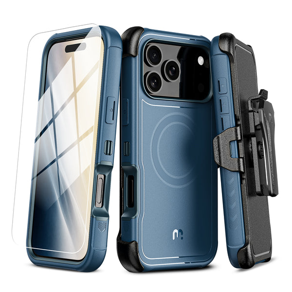 MyBat Pro Maverick Series MagSafe Case w/ Holster and Tempered Glass for Apple iPhone 18 Pro / 17 Pro - Blue - RIP18PCS3NXMS002.JPG