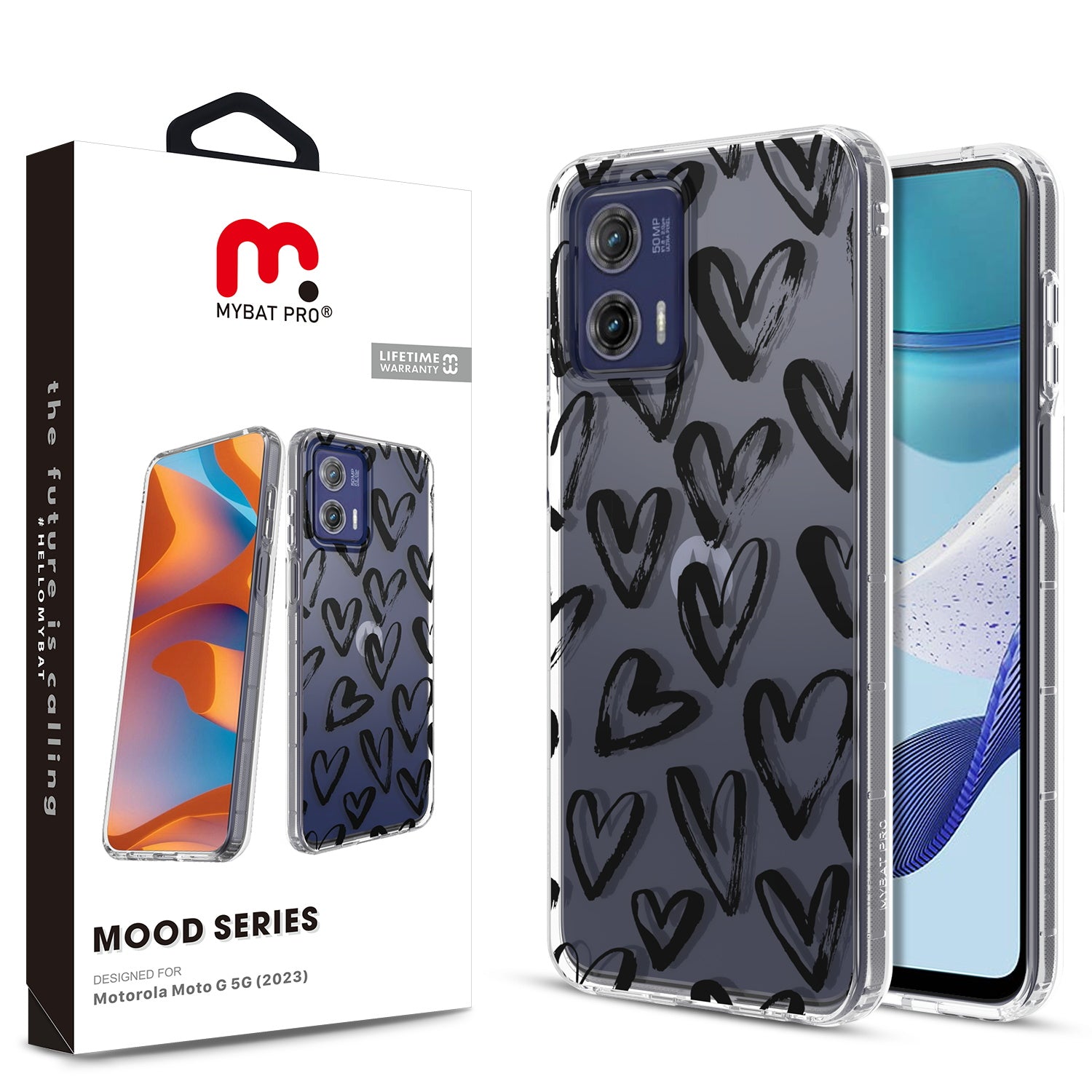 MyBat Pro Mood Series Case for Motorola Moto G 5G (2023) - Black Hearts