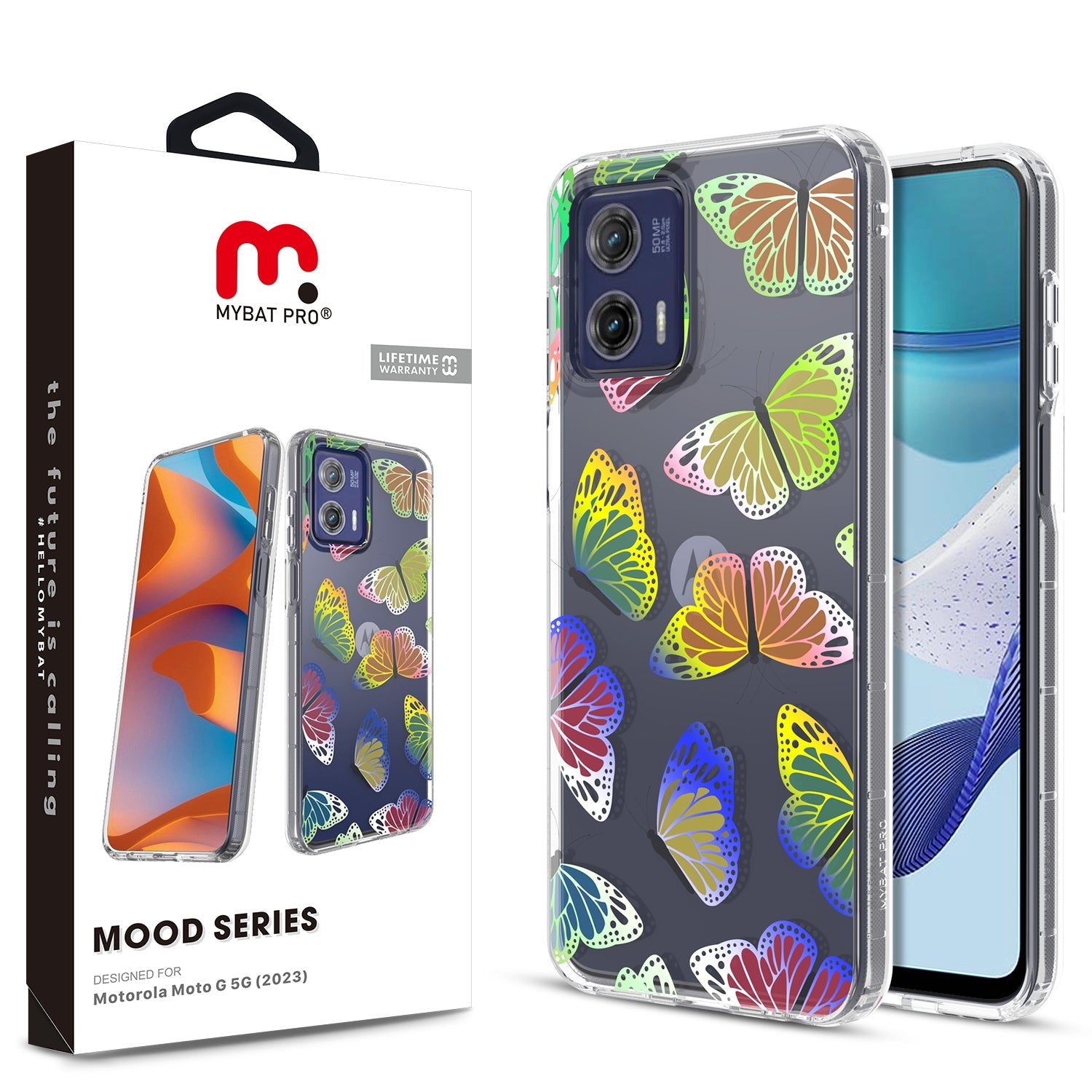 MyBat Pro Mood Series Case for Motorola Moto G 5G (2023) - Neon Butterflies