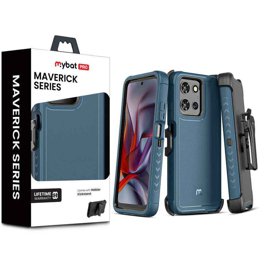 MyBat Pro Maverick Series Case w/ Holster for Motorola Moto G 5G (2025) - Blue