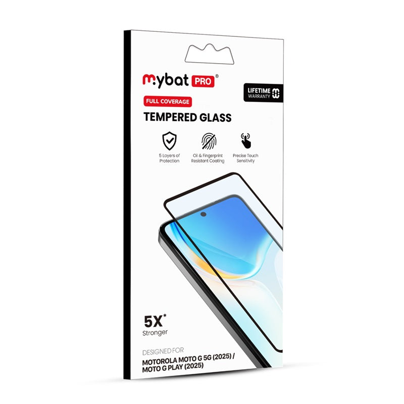 MyBat Pro Full Coverage Tempered Glass Screen Protector for Motorola Moto G 5G (2025) / Moto G Play (2025) - Black