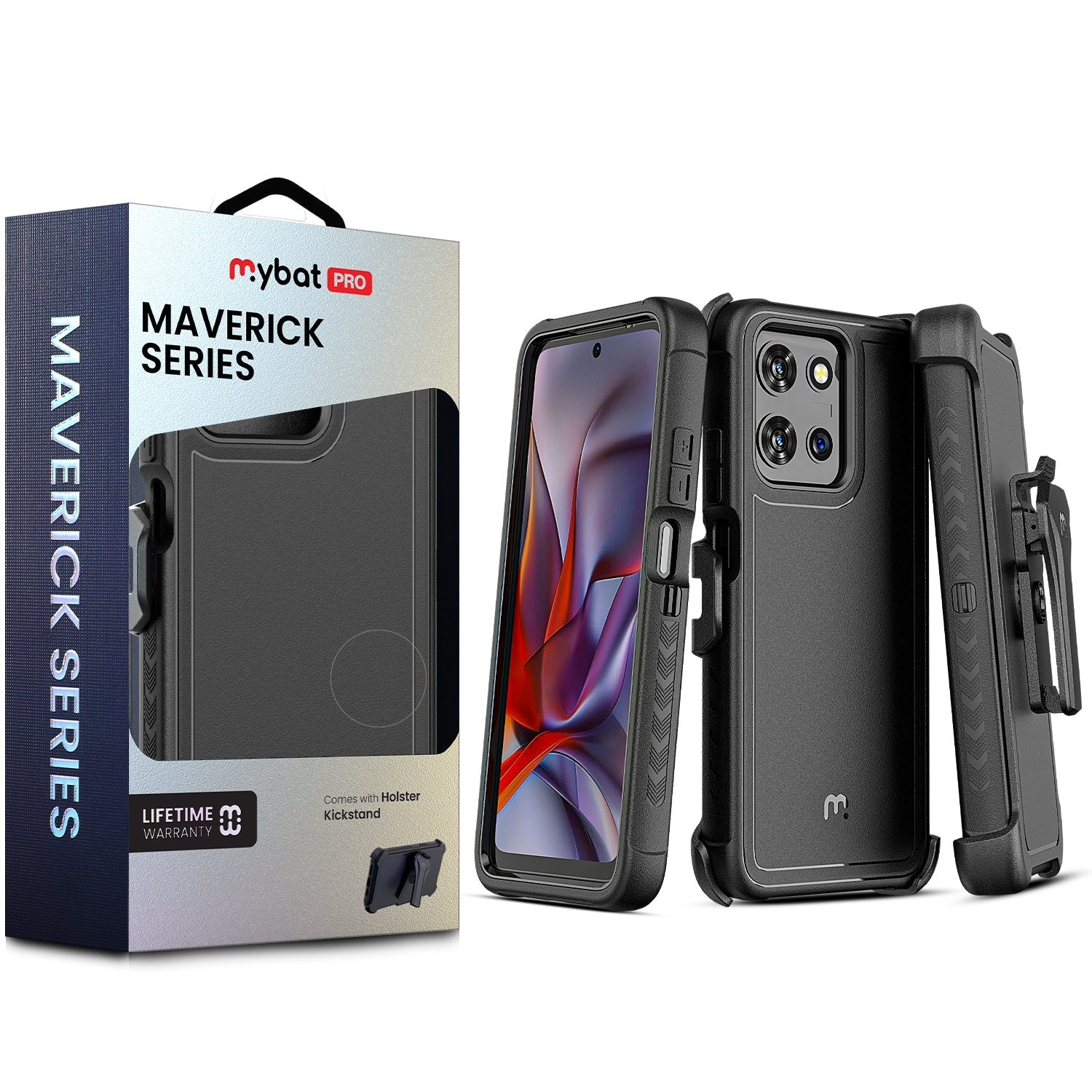 MyBat Pro Maverick Series Case w/ Holster for Motorola Moto G 5G (2026)/Moto G Play (2026) / Moto G 5G (2025) - Black