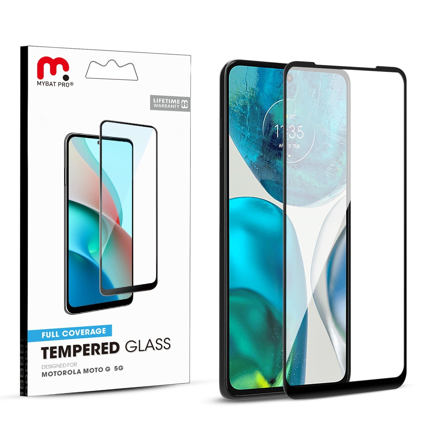 MyBat Pro Full Coverage Tempered Glass Screen Protector for Motorola Moto G 5G (2022) - Clear