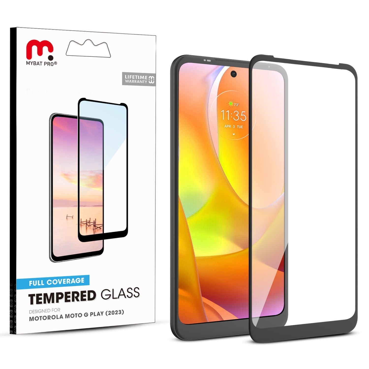 MyBat Pro Full Coverage Tempered Glass Screen Protector for Motorola Moto G Play (2023) - Black