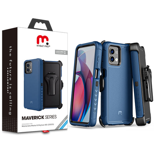MyBat Pro Maverick Series Case w/ Holster for Motorola Moto G Stylus 5G (2023) - Blue - RMGS5G23CS3NXS002-1.jpg