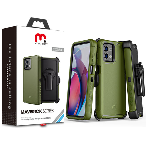 MyBat Pro Maverick Series Case w/ Holster for Motorola Moto G Stylus 5G (2023) - Army Green - RMGS5G23CS3NXS004-1.jpg