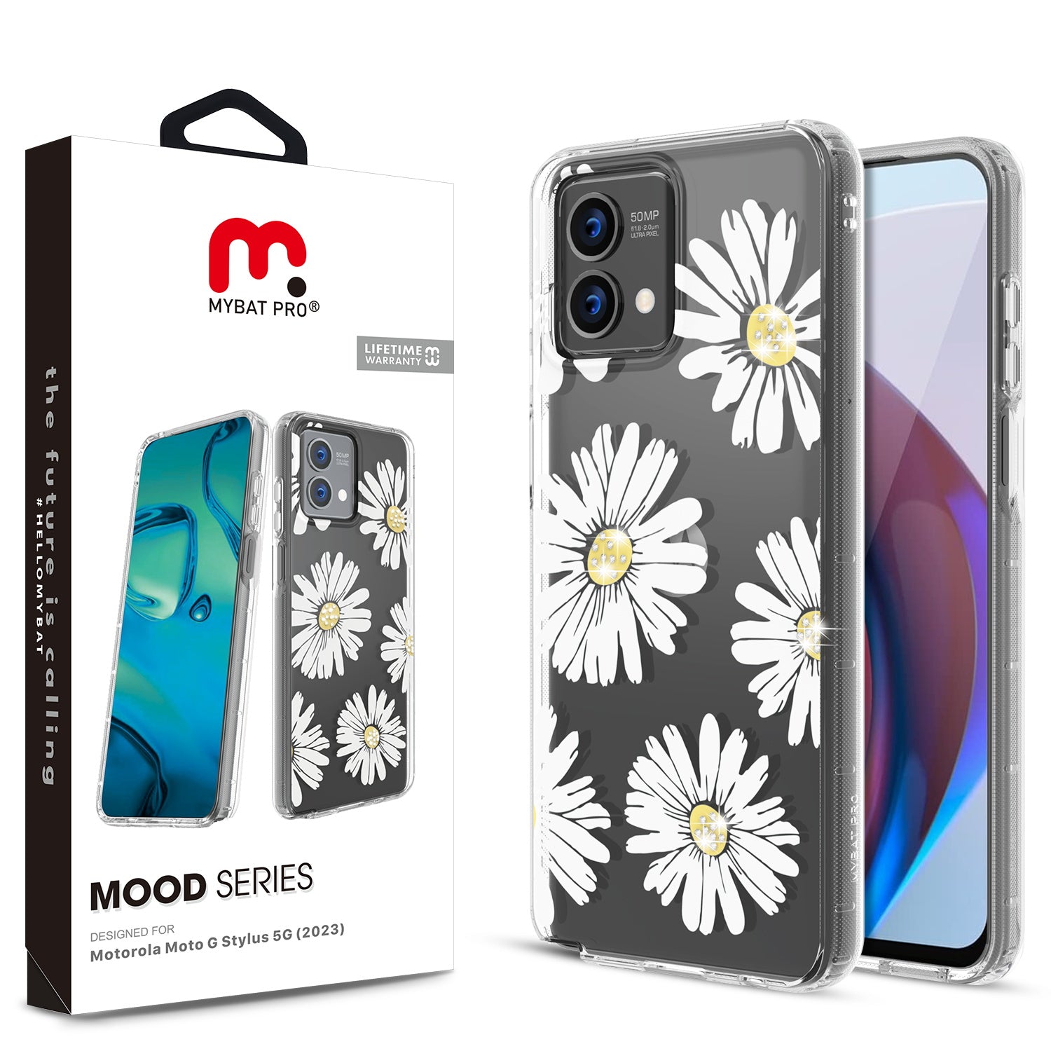 MyBat Pro Mood Series Case (with Diamonds) for Motorola Moto G Stylus 5G (2023) - Happy