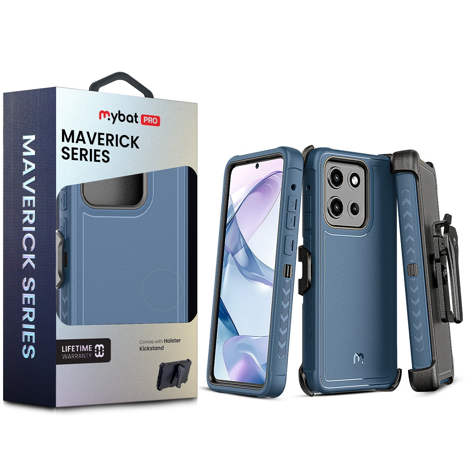 MyBat Pro Maverick Series Case w/ Holster for Motorola Moto G Stylus 5G (2026) / Moto G Stylus 5G (2025) - Blue