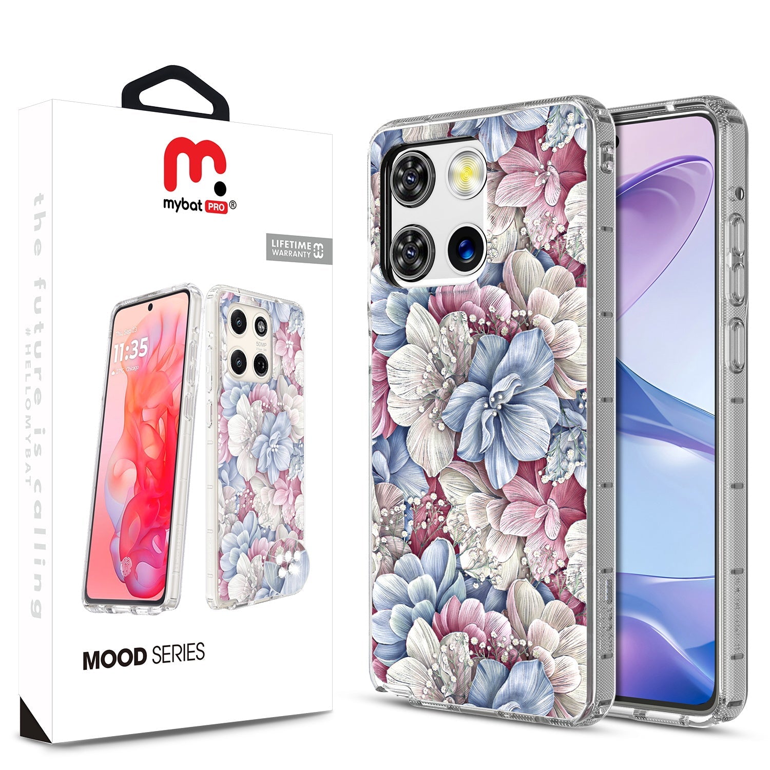 MyBat Pro Mood Series Case (with Diamonds) for Motorola Moto G Stylus 5G (2026) / Moto G Stylus 5G (2025) - Floral Gems