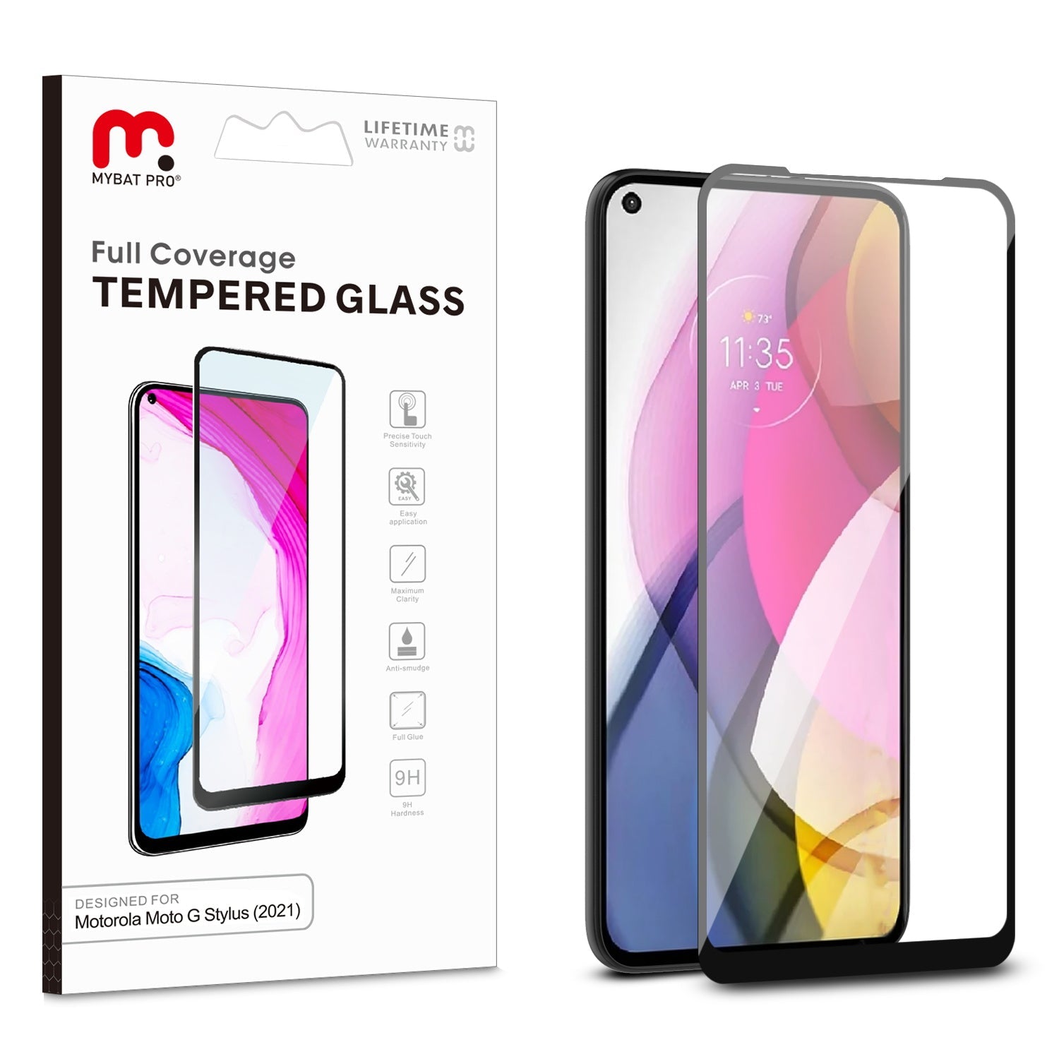 MyBat Pro Full Coverage Tempered Glass Screen Protector for Motorola Moto G Stylus (2021) / Moto G Stylus 5G (2021) - Clear