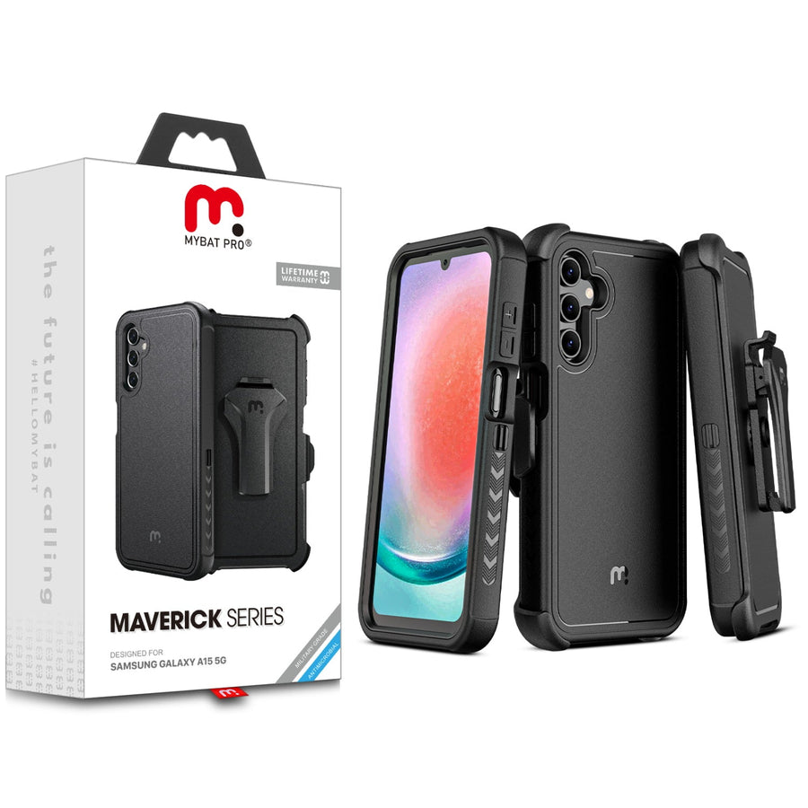 MyBat Pro Maverick Series Case w/ Holster for Samsung Galaxy A15 5G - Black