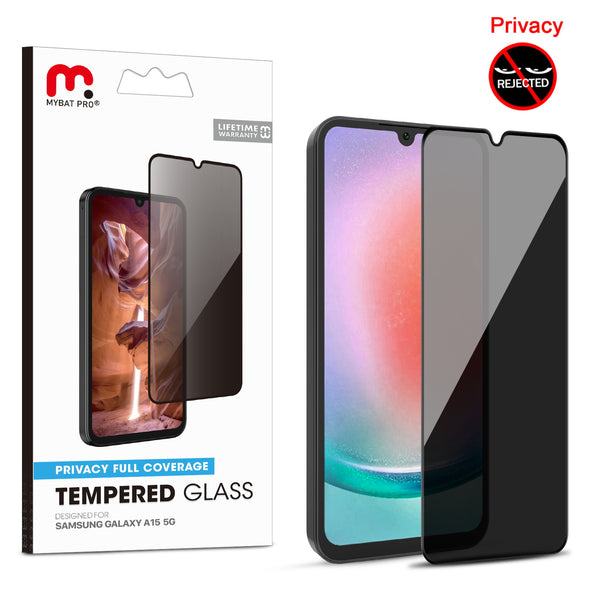 MyBat Pro Privacy Full Coverage Tempered Glass Screen Protector for Samsung Galaxy A15 5G - Black - RSA155GSCF111-1.jpg