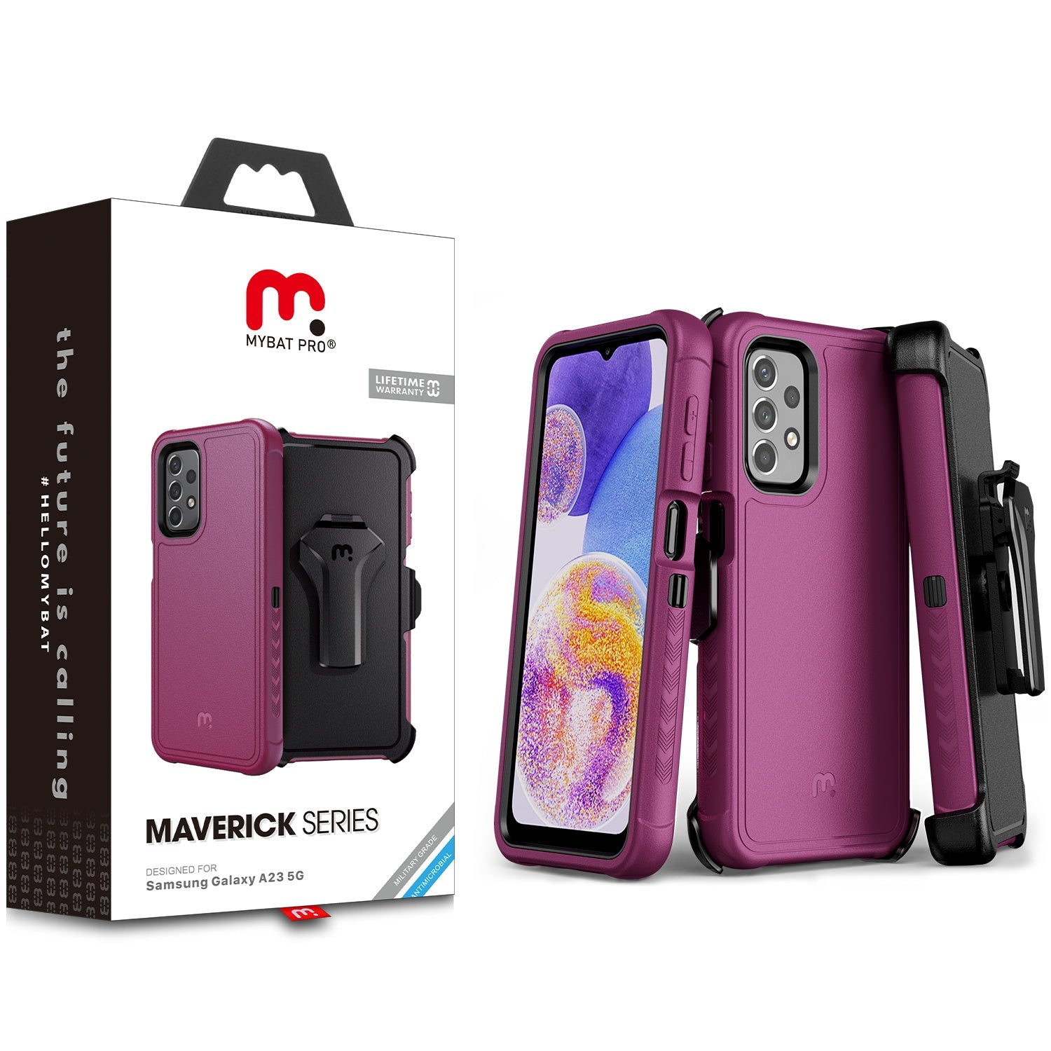 MyBat Pro Maverick Series Case w/ Holster for Samsung Galaxy A23 5G - Plum