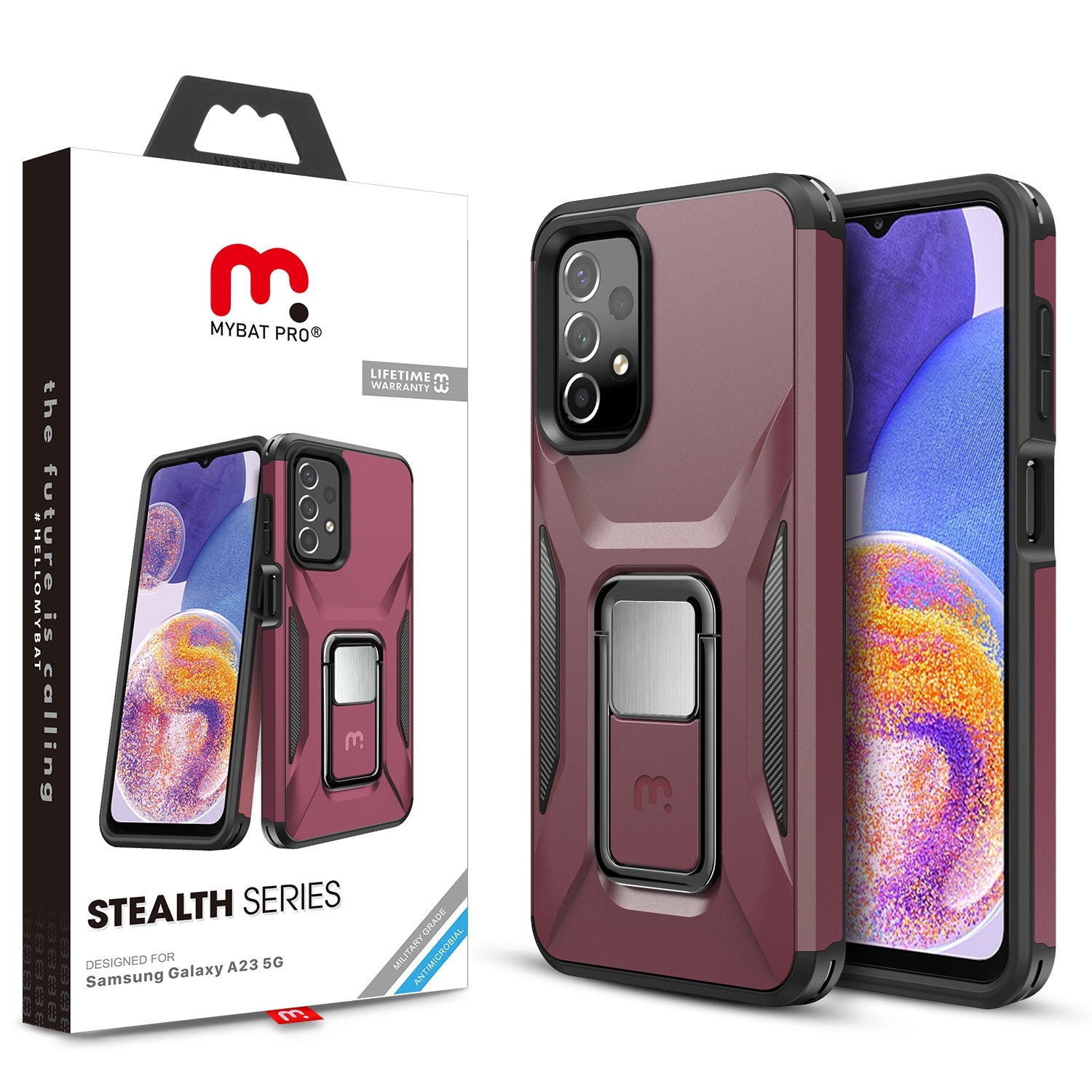 MyBat Pro Antimicrobial Stealth Series (with Stand) for Samsung Galaxy A23 5G - Plum / Black