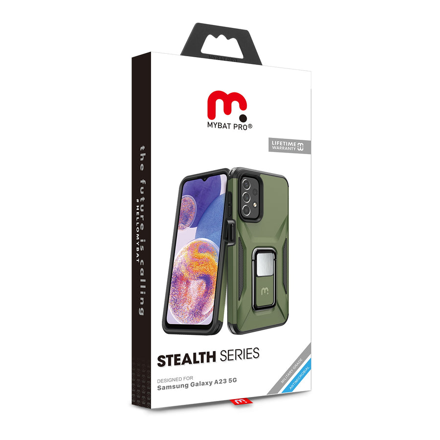 MyBat Pro Antimicrobial Stealth Series (with Stand) for Samsung Galaxy A23 5G - Army Green / Black - RSA235GCSSTSS004-9.jpg