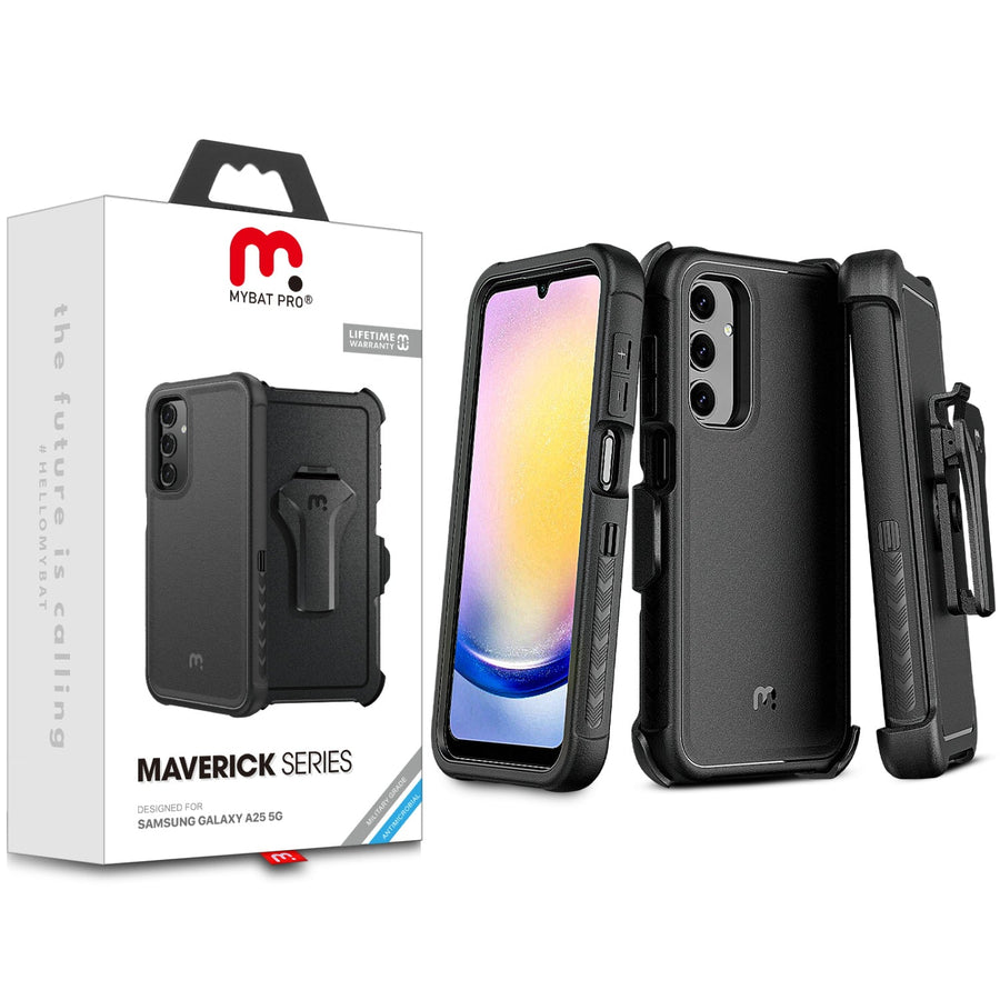 MyBat Pro Maverick Series Case w/ Holster for Samsung Galaxy A25 5G - Black