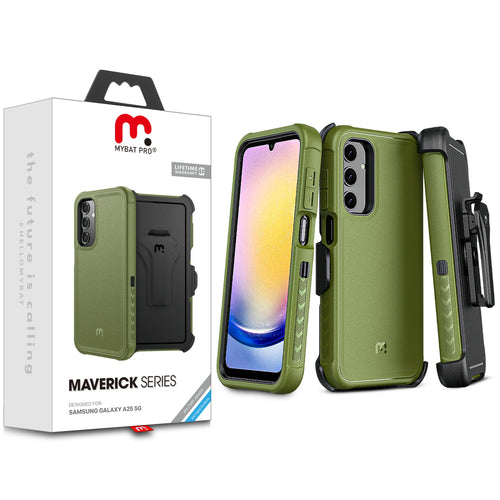 MyBat Pro Maverick Series Case w/ Holster for Samsung Galaxy A25 5G - Army Green - RSA255GCS3NXS004-1.jpg