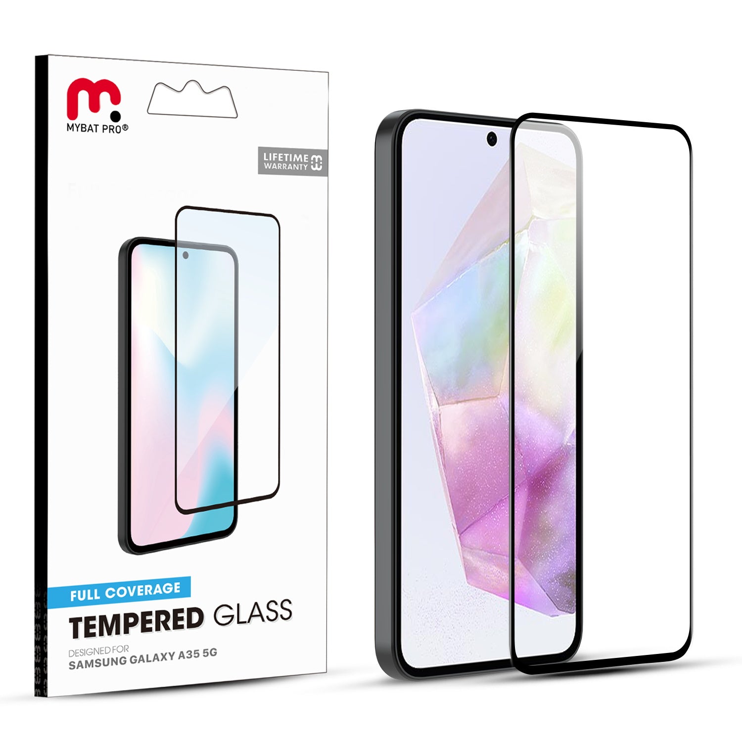 MyBat Pro Full Coverage Tempered Glass Screen Protector for Samsung Galaxy A35 5G - Black