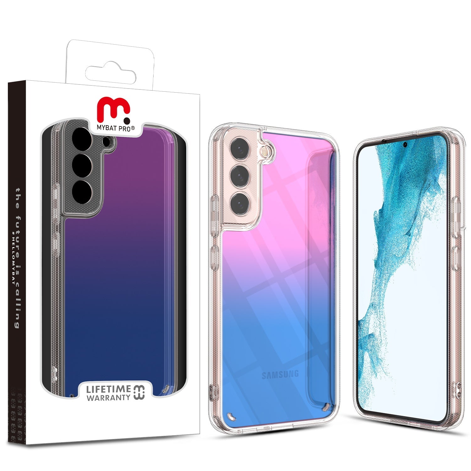 MyBat Pro Radiant Series ombre gradient Gummy Case for Samsung Galaxy S22 Plus - Rose to Dark Blue Gradient