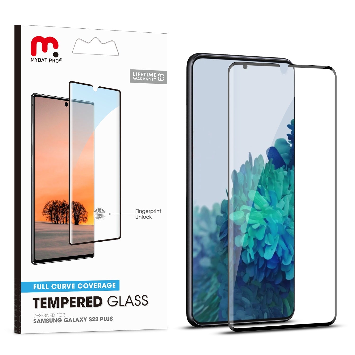 MyBat Pro Full Coverage Tempered Glass Screen Protector w/ Fingerprint Unlock for Samsung Galaxy S22 Plus - Clear