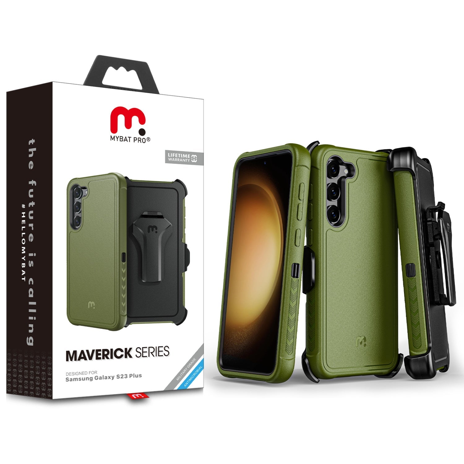 MyBat Pro Maverick Series Case w/ Holster for Samsung Galaxy S23 Plus - Army Green
