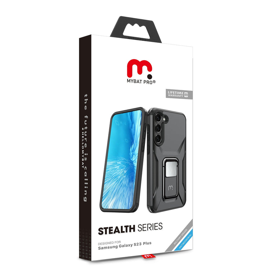 MyBat Pro Antimicrobial Stealth Series (with Stand) for Samsung Galaxy S23 Plus - Black / Black