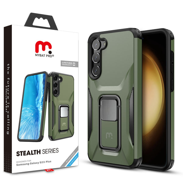 MyBat Pro Antimicrobial Stealth Series (with Stand) for Samsung Galaxy S23 Plus - Army Green / Black - RSS23PCSSTSS004-1.jpg