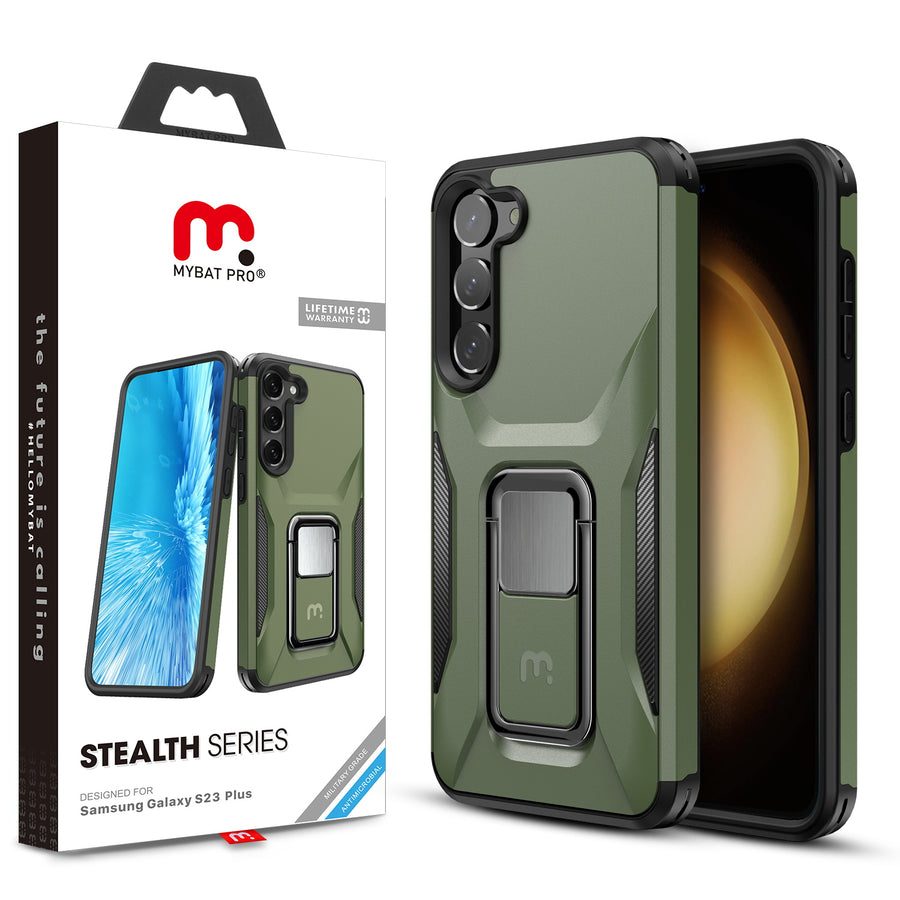 MyBat Pro Antimicrobial Stealth Series (with Stand) for Samsung Galaxy S23 Plus - Army Green / Black - RSS23PCSSTSS004-1.jpg