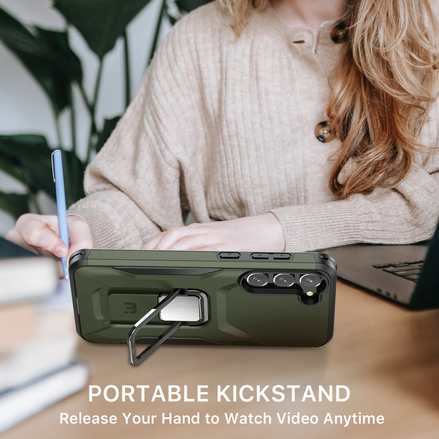 MyBat Pro Antimicrobial Stealth Series (with Stand) for Samsung Galaxy S23 Plus - Army Green / Black - RSS23PCSSTSS004-7.jpg